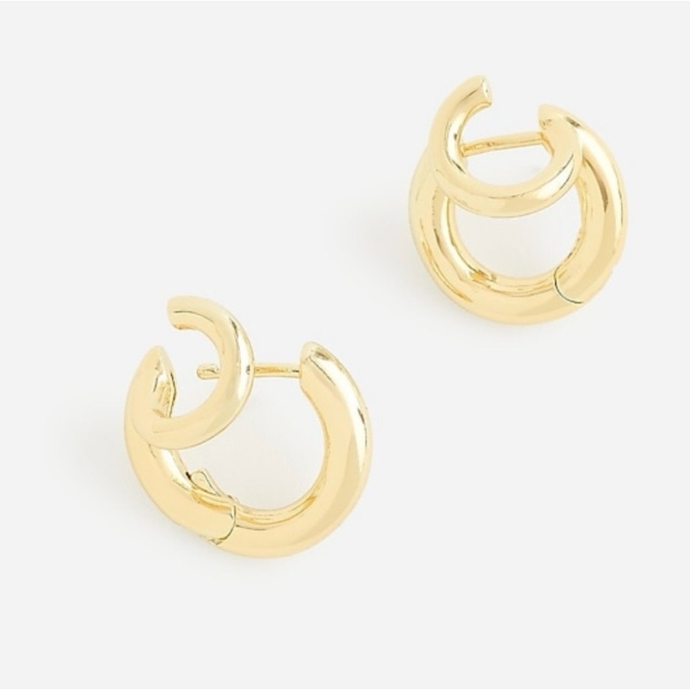 Madewell Gold Double Huggie Hoop Earrings NWT